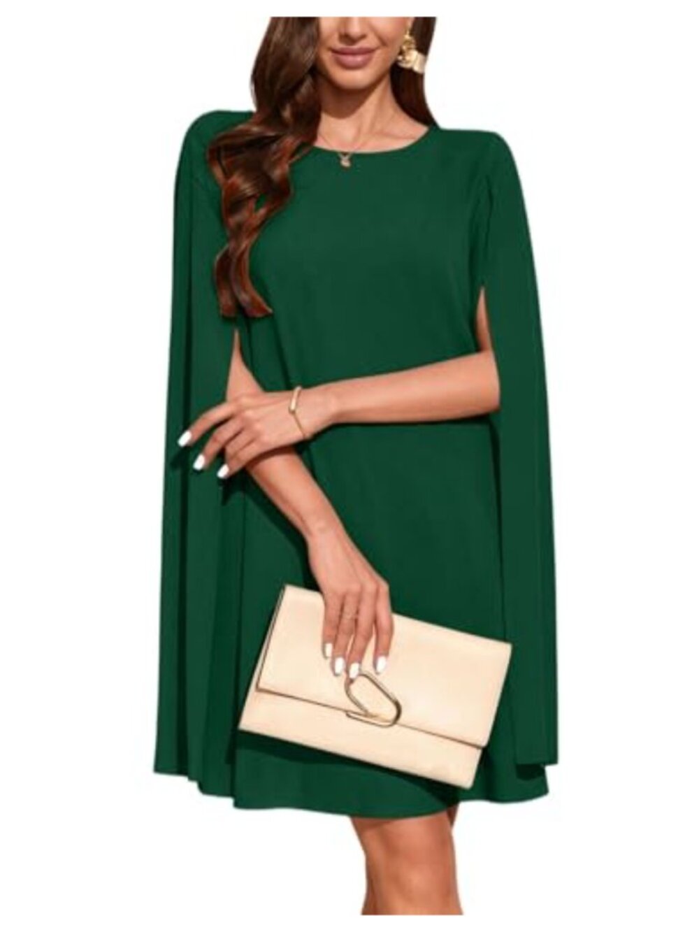 Women's Chiffon Cape Sleeve Short Cocktail Dress